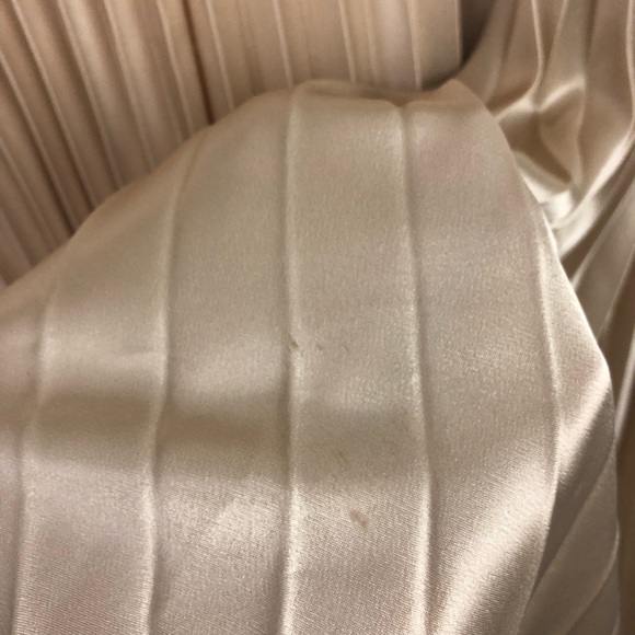 Badgley Mischka Cream Strapless Accordian Pleat Maxi Dress Size 2 - Picture 15 of 16